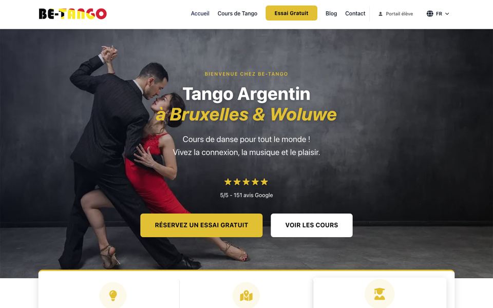 Page d’accueil de BE-TANGO